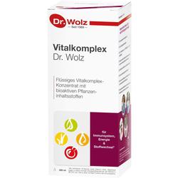 Verpackung von Dr. Wolz Vitalkomplex mit Pflanzenstoffen für Gesundheit.